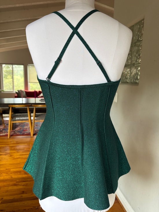 ANTHROPOLOGIE Green Shimmer Peplum Camisole Top Small NWT - Picture 3 of 5